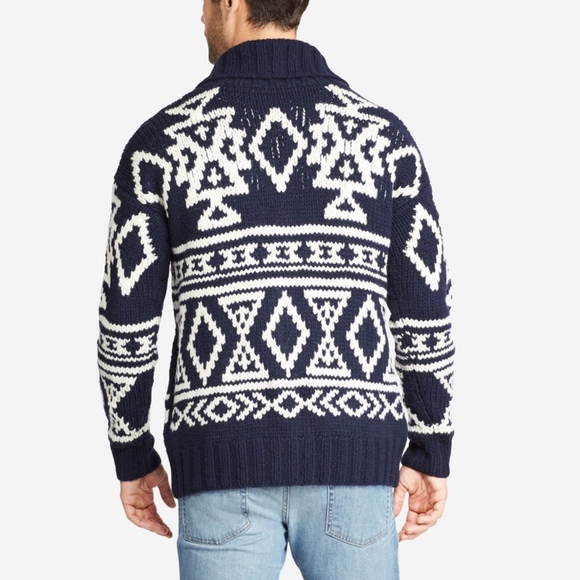 BONOBOS Men's Hand-Knit Cardigan in Navy/White - Picture 5 of 8